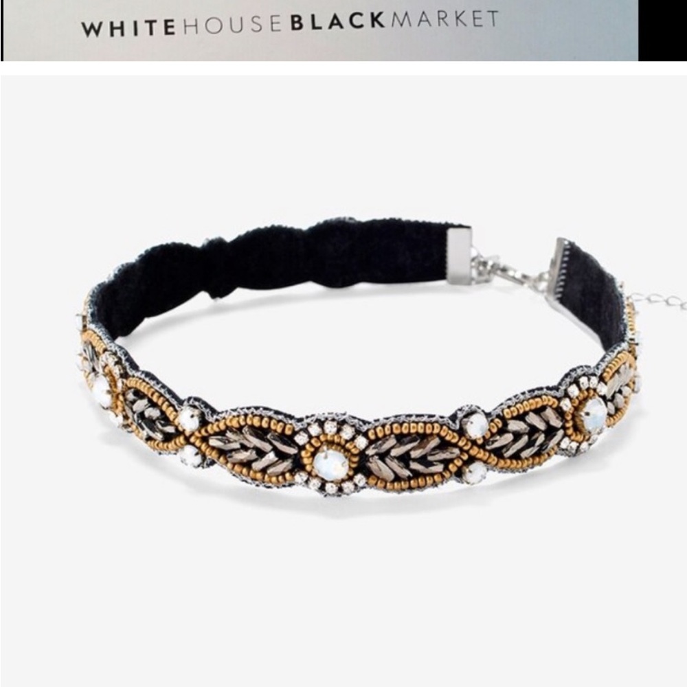White House Black Market Gold and Black Beaded Necklace